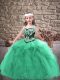 Tulle Straps Sleeveless Lace Up Embroidery and Ruffles Pageant Gowns For Girls in Turquoise