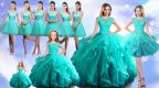 Popular Aqua Blue Vestidos de Quinceanera Cap Sleeves Beading