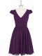 Chiffon Cap Sleeves Mini Length Homecoming Dress and Ruching