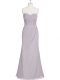 Dynamic Grey Column/Sheath Chiffon Sweetheart Sleeveless Ruching Floor Length Lace Up Prom Gown