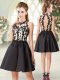 Free and Easy Sleeveless Mini Length Beading and Appliques Backless Dress for Prom with Black