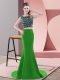 Perfect Sleeveless Beading and Pick Ups Backless Prom Dresses with Green Sweep Train