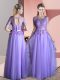 High End Lavender Prom Dress Prom and Party with Beading and Lace Scoop Short Sleeves Backless