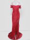 Red Short Sleeves Sequins  Red Short Sleeves Sequins