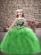 Hot Selling Floor Length Lace Up Little Girl Pageant Dress Green for Party and Wedding Party with Embroidery and Ruffles