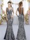 Romantic Sequins Dama Dress Silver Side Zipper Sleeveless Floor Length
