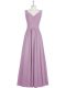 Stunning Sleeveless Chiffon Floor Length Zipper Prom Evening Gown in Purple with Ruching