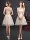 Glamorous Champagne Scoop Neckline Lace and Appliques and Belt Quinceanera Dama Dress Sleeveless Lace Up