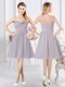 Elegant A-line Damas Dress Grey Sweetheart Chiffon Sleeveless Knee Length Zipper