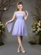 Decent One Shoulder Mini Length Lavender Vestidos de Damas Chiffon Sleeveless Beading and Ruching