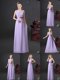 Lavender Sleeveless Floor Length Lace and Appliques and Belt Lace Up Dama Dress for Quinceanera