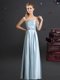 Stylish Elastic Woven Satin Sweetheart Sleeveless Zipper Bowknot Vestidos de Damas in Light Blue
