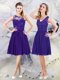 Scoop See Through Knee Length Purple Dama Dress Scalloped Sleeveless Zipper