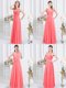 Nice Watermelon Red Chiffon Zipper Sweetheart Sleeveless Floor Length Court Dresses for Sweet 16 Lace and Ruching