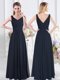 Ruching Quinceanera Dama Dress Navy Blue Zipper Sleeveless Floor Length