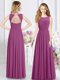 Fuchsia Vestidos de Damas Prom and Party and Wedding Party and For with Ruching Scoop Sleeveless Zipper