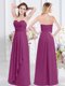 Elegant Empire Court Dresses for Sweet 16 Fuchsia Sweetheart Chiffon Sleeveless Floor Length Zipper