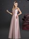 Pink Empire One Shoulder Sleeveless Elastic Woven Satin Floor Length Zipper Bowknot Dama Dress for Quinceanera