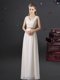 Lace and Belt Vestidos de Damas White Lace Up Sleeveless Floor Length