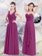 Customized Sleeveless Side Zipper Floor Length Lace and Ruching Quinceanera Dama Dress