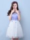 Scoop Half Sleeves Appliques Lace Up Quinceanera Dama Dress