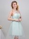 Halter Top Apple Green Sleeveless Tulle Lace Up Court Dresses for Sweet 16 for Prom and Party and Wedding Party