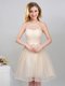 Halter Top Tulle Sleeveless Mini Length Quinceanera Court of Honor Dress and Lace and Appliques and Belt