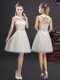 Knee Length Champagne Quinceanera Court of Honor Dress High-neck Sleeveless Lace Up