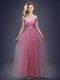 Pink Lace Up Off The Shoulder Ruching and Bowknot Court Dresses for Sweet 16 Tulle Sleeveless Pink Lace Up Off The Shoulder Ruching and Bowknot Court Dresses for Sweet 16 Tulle Sleeveless