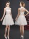 Sexy Champagne Lace Lace Up Vestidos de Damas Sleeveless Knee Length Lace and Appliques