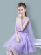 Glamorous Empire Dama Dress Lavender One Shoulder Tulle Sleeveless Knee Length Zipper Glamorous Empire Dama Dress Lavender One Shoulder Tulle Sleeveless Knee Length Zipper