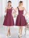 Gorgeous One Shoulder Sleeveless Quinceanera Court Dresses Knee Length Ruching Burgundy Chiffon