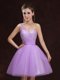 Cheap One Shoulder Lilac Sleeveless Tulle Lace Up Quinceanera Court Dresses for Prom and Party