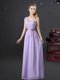 Sexy Lavender Chiffon Lace Up One Shoulder Sleeveless Floor Length Quinceanera Court of Honor Dress Lace and Appliques and Belt