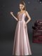 Pink Sleeveless Elastic Woven Satin Zipper Quinceanera Court Dresses for Prom and Party and Wedding Party