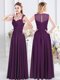 Purple Straps Zipper Ruching Dama Dress for Quinceanera Sleeveless