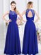 Great Scoop Backless Royal Blue Sleeveless Lace Floor Length Court Dresses for Sweet 16