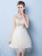 Champagne A-line Tulle Scoop Sleeveless Sequins and Bowknot Asymmetrical Lace Up Court Dresses for Sweet 16