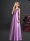 Square Lilac Zipper Quinceanera Court Dresses Bowknot Sleeveless Floor Length