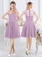 Straps Lavender Cap Sleeves Chiffon Zipper Damas Dress for Prom and Party and Wedding Party