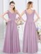 Customized Sleeveless Zipper Quinceanera Court Dresses Lavender Chiffon