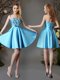 Sophisticated Appliques and Bowknot Court Dresses for Sweet 16 Baby Blue Lace Up Sleeveless Mini Length
