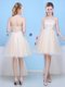 Trendy Champagne Lace Up Quinceanera Dama Dress Bowknot Sleeveless Knee Length