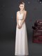 Popular One Shoulder White Empire Lace and Appliques and Belt Vestidos de Damas Lace Up Chiffon Sleeveless Floor Length