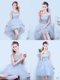 Spectacular Grey A-line Scoop Sleeveless Organza Mini Length Lace Up Lace and Ruffles and Ruffled Layers and Bowknot Quinceanera Dama Dress Spectacular Grey A-line Scoop Sleeveless Organza Mini Length Lace Up Lace and Ruffles and Ruffled Layers and Bowknot Quinceanera Dama Dress