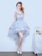 Scoop Sleeveless Lace and Ruffled Layers and Bowknot Lace Up Quinceanera Court Dresses