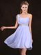 Latest Sequins Empire Quinceanera Dama Dress Lavender One Shoulder Chiffon Sleeveless Mini Length Zipper