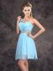 Romantic One Shoulder Sleeveless Sequins and Ruching Zipper Dama Dress