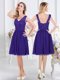 Purple Scalloped Neckline Lace Dama Dress Sleeveless Zipper