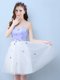 Tulle Sleeveless Knee Length Quinceanera Court of Honor Dress and Appliques